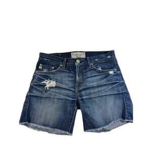 Big Star Women's 26 Taylor Boyfriend Fit Bermuda Jean Short Dark Wash Distressed